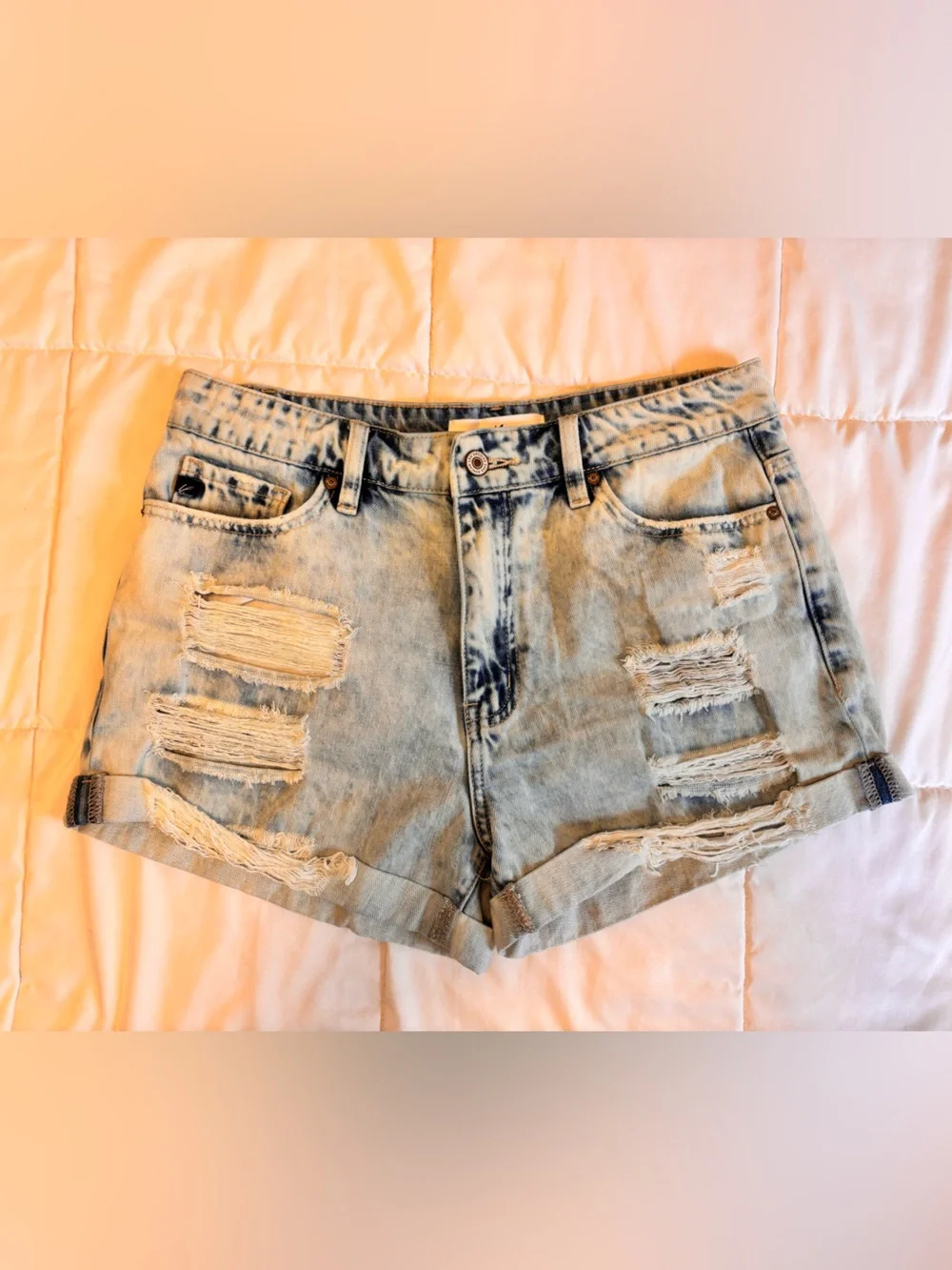 KanCan Distressed Light Blue Denim Cutoff Shorts